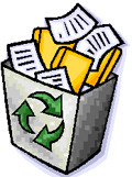 Recycle bin full of papers
